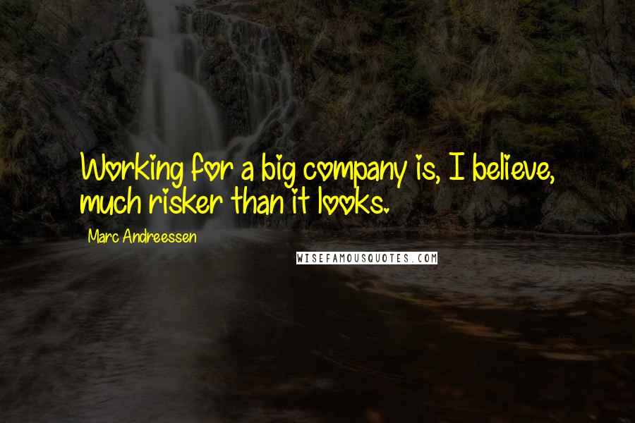 Marc Andreessen quotes: Working for a big company is, I believe, much risker than it looks.