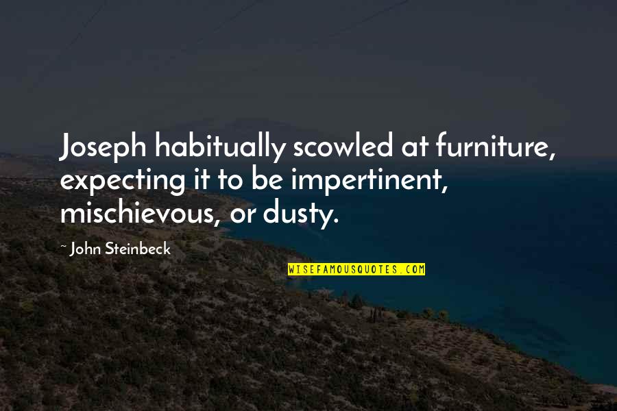 Marc Connelly Quotes By John Steinbeck: Joseph habitually scowled at furniture, expecting it to