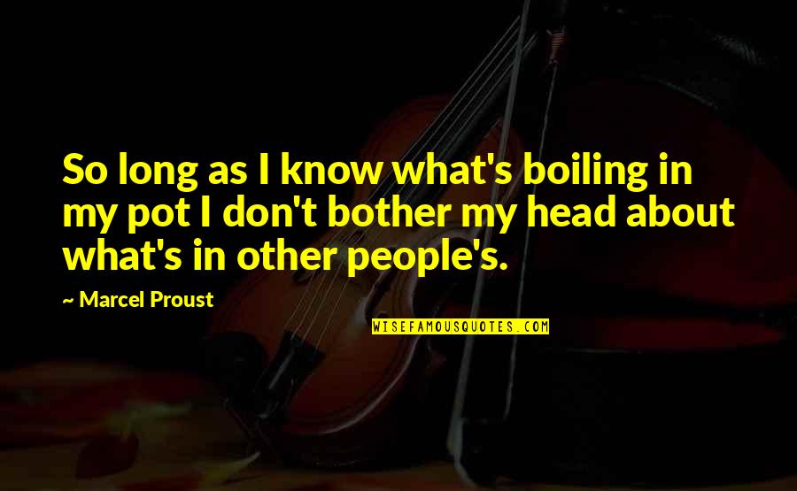 Marcel Quotes By Marcel Proust: So long as I know what's boiling in