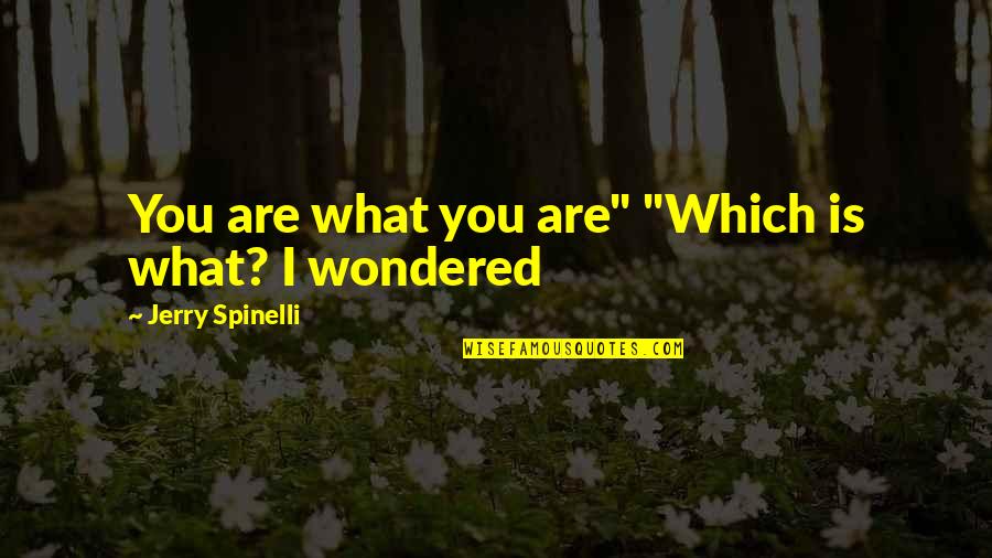 Marcelia Flora Quotes By Jerry Spinelli: You are what you are" "Which is what? Marcelia Flora Quotes By Jerry Spinelli: You are what you are" "Which is what?