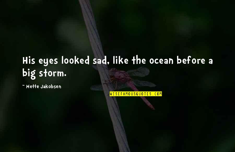 Marcelianonline Quotes By Mette Jakobsen: His eyes looked sad, like the ocean before