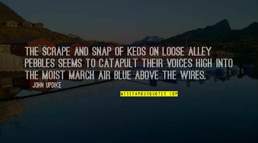 March On Quotes By John Updike: The scrape and snap of Keds on loose