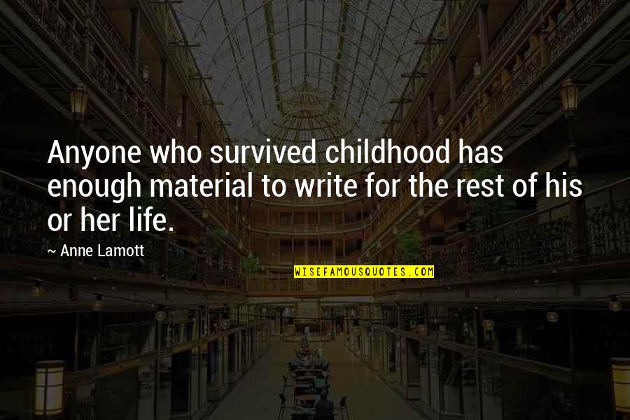 Marchiori Quotes By Anne Lamott: Anyone who survived childhood has enough material to Marchiori Quotes By Anne Lamott: Anyone who survived childhood has enough material to