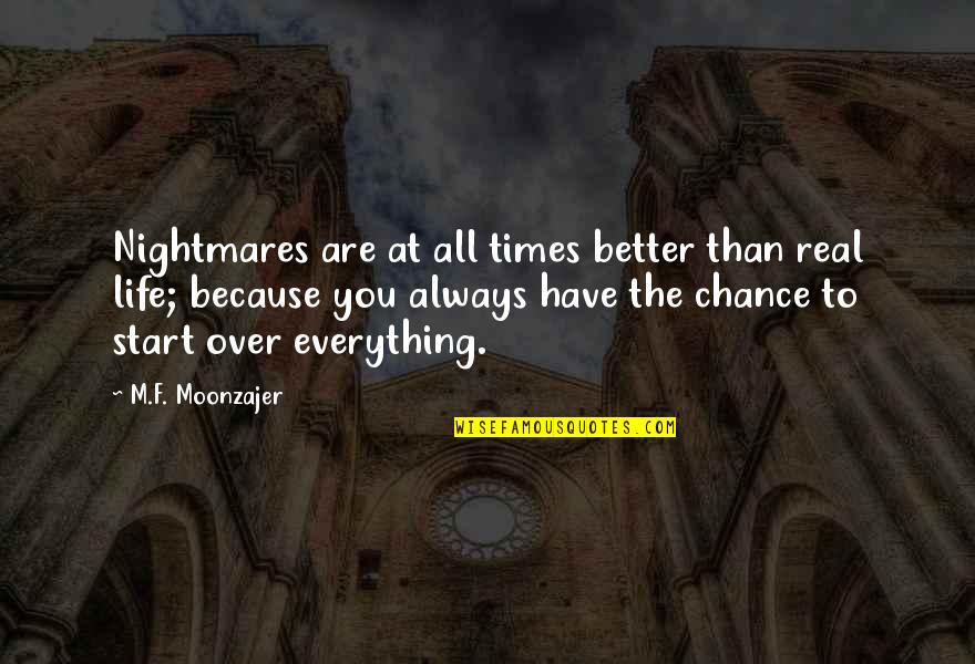 Marchisio Crusher Quotes By M.F. Moonzajer: Nightmares are at all times better than real Marchisio Crusher Quotes By M.F. Moonzajer: Nightmares are at all times better than real