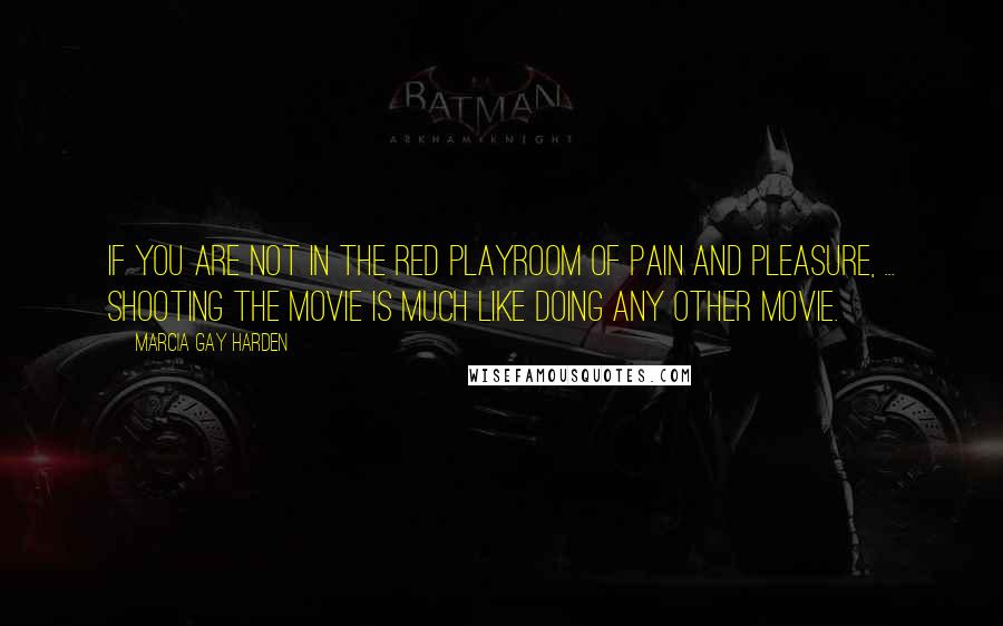 Marcia Gay Harden quotes: If you are not in the red playroom of pain and pleasure, ... shooting the movie is much like doing any other movie.