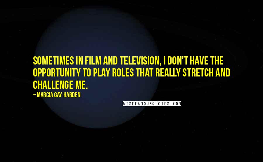 Marcia Gay Harden quotes: Sometimes in film and television, I don't have the opportunity to play roles that really stretch and challenge me.