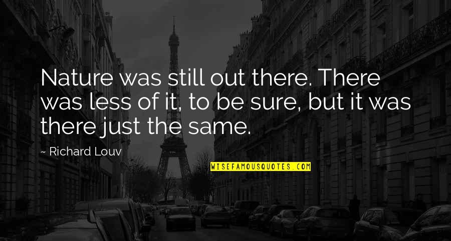 Marcias Attic Quotes By Richard Louv: Nature was still out there. There was less