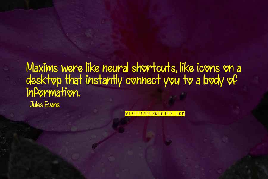 Marco Aurelio Quotes By Jules Evans: Maxims were like neural shortcuts, like icons on