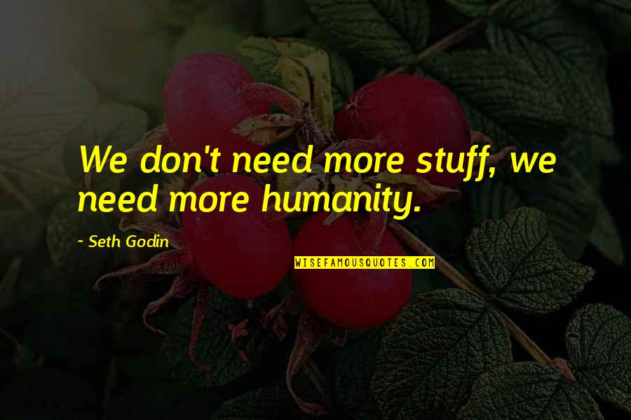 Marco Diaz Quotes By Seth Godin: We don't need more stuff, we need more