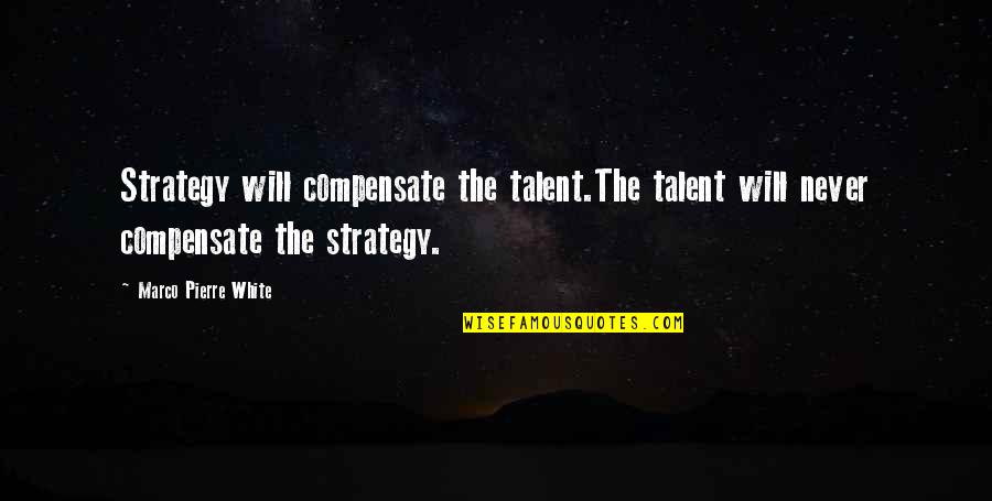 Marco Pierre Quotes By Marco Pierre White: Strategy will compensate the talent.The talent will never