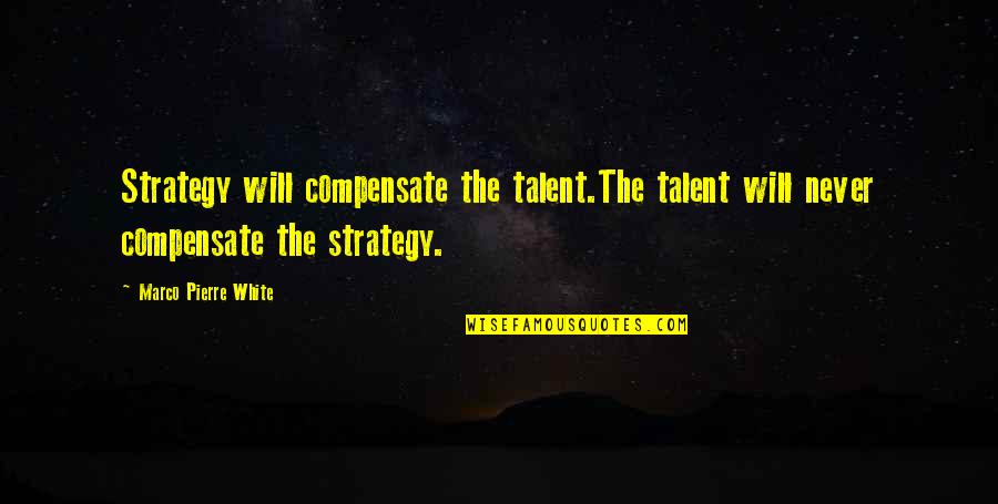 Marco Pierre White Quotes By Marco Pierre White: Strategy will compensate the talent.The talent will never