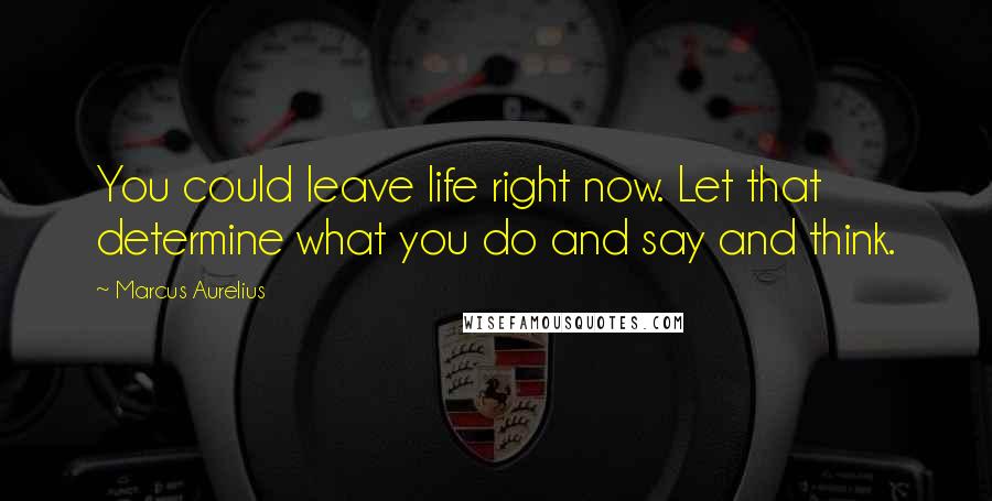 Marcus Aurelius quotes: You could leave life right now. Let that determine what you do and say and think.