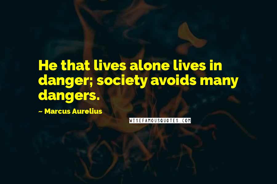 Marcus Aurelius quotes: He that lives alone lives in danger; society avoids many dangers.