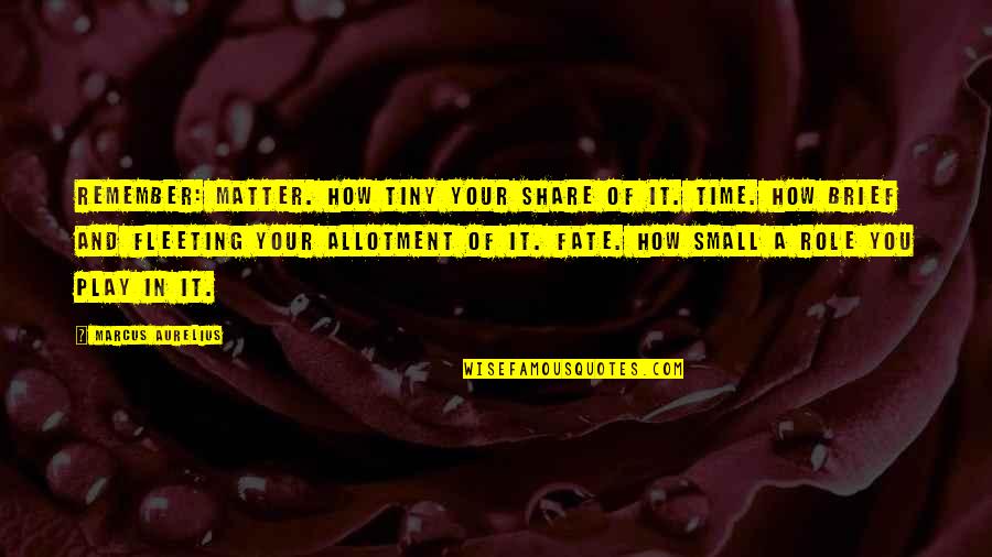 Marcus Aurelius Time Quotes By Marcus Aurelius: Remember: Matter. How tiny your share of it.