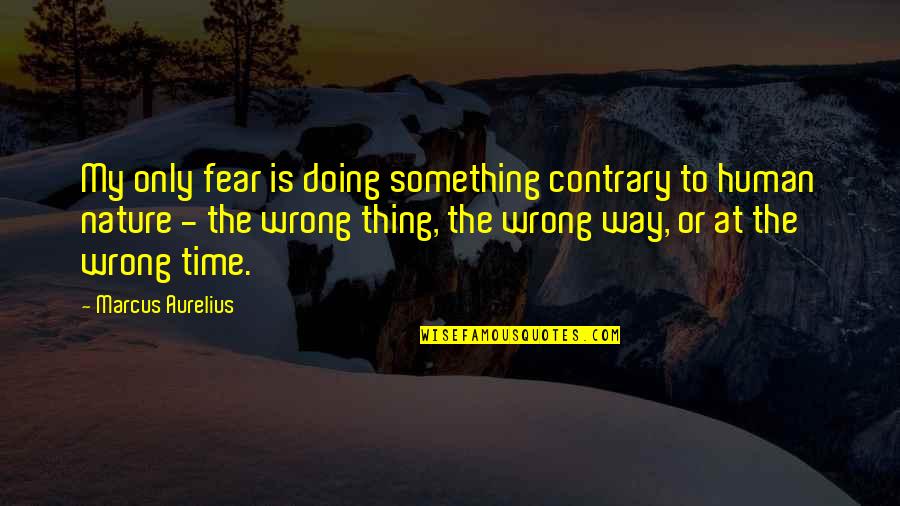 Marcus Aurelius Time Quotes By Marcus Aurelius: My only fear is doing something contrary to
