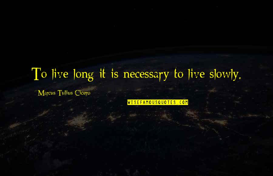 Marcus Cicero Quotes By Marcus Tullius Cicero: To live long it is necessary to live