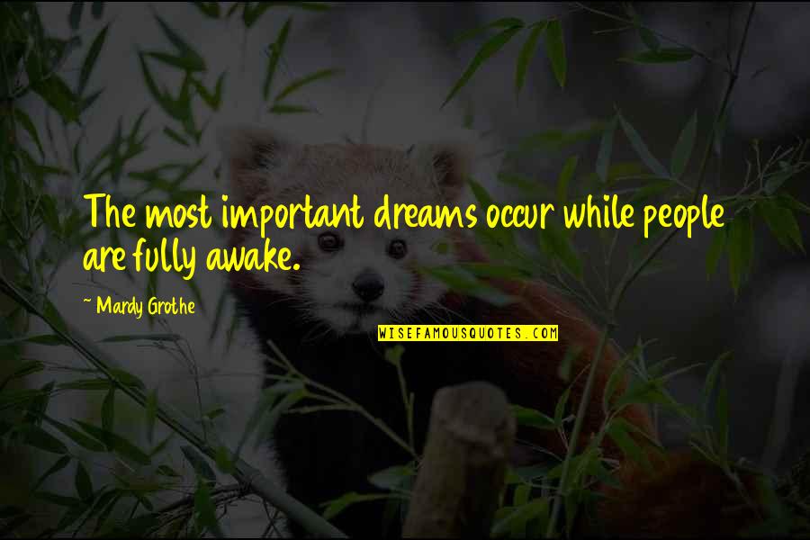 Mardy Grothe Quotes By Mardy Grothe: The most important dreams occur while people are