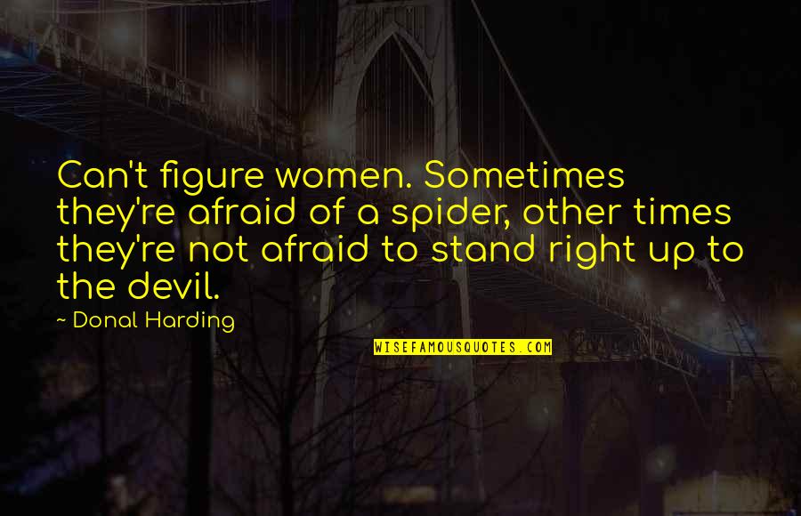 Marecek Eliv Quotes By Donal Harding: Can't figure women. Sometimes they're afraid of a Marecek Eliv Quotes By Donal Harding: Can't figure women. Sometimes they're afraid of a