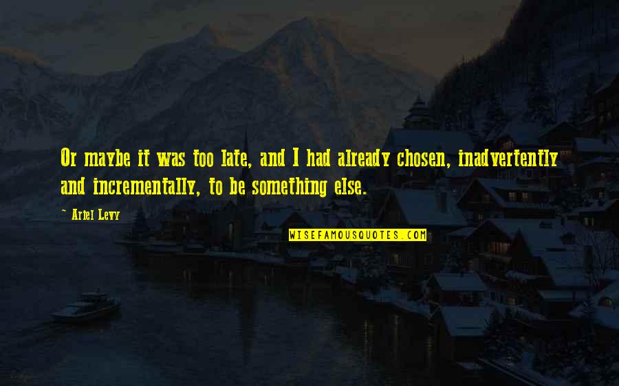 Marekanite Quotes By Ariel Levy: Or maybe it was too late, and I Marekanite Quotes By Ariel Levy: Or maybe it was too late, and I