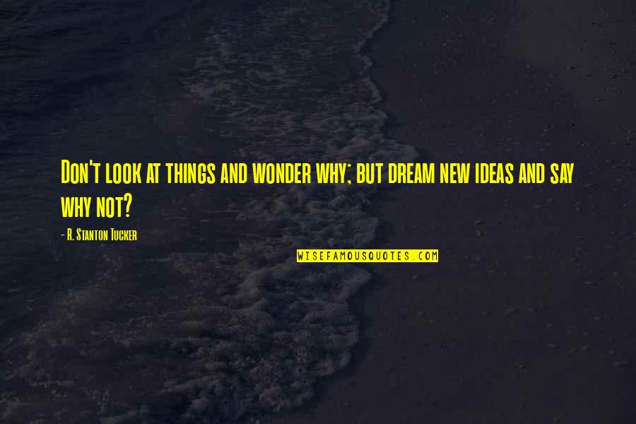 Marerol Quotes By R. Stanton Tucker: Don't look at things and wonder why; but Marerol Quotes By R. Stanton Tucker: Don't look at things and wonder why; but