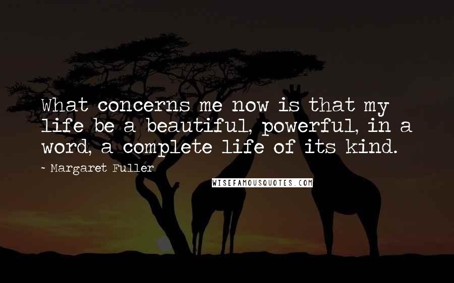 Margaret Fuller quotes: What concerns me now is that my life be a beautiful, powerful, in a word, a complete life of its kind. Margaret Fuller quotes: What concerns me now is that my life be a beautiful, powerful, in a word, a complete life of its kind.
