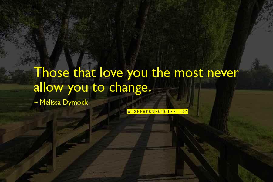 Margaret Mcpoyle Quotes By Melissa Dymock: Those that love you the most never allow Margaret Mcpoyle Quotes By Melissa Dymock: Those that love you the most never allow