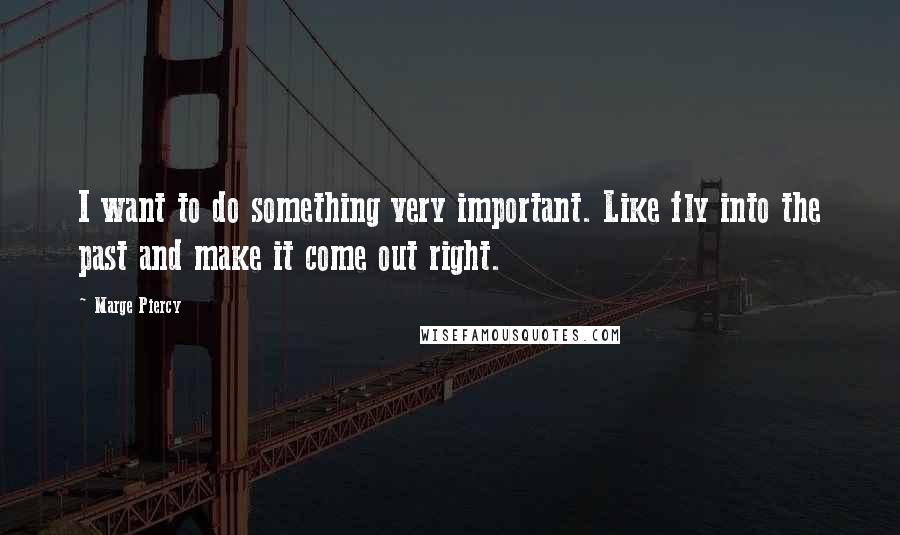 Marge Piercy quotes: I want to do something very important. Like fly into the past and make it come out right.