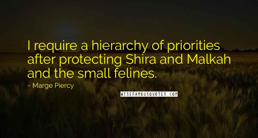 Marge Piercy quotes: I require a hierarchy of priorities after protecting Shira and Malkah and the small felines.