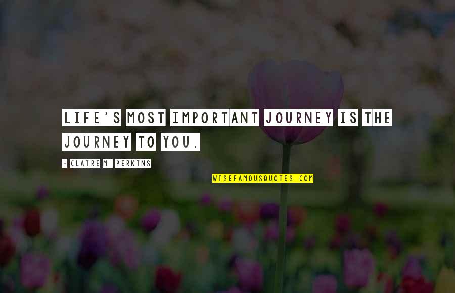 Marginal Glosses Quotes By Claire M. Perkins: Life's most important journey is the journey to