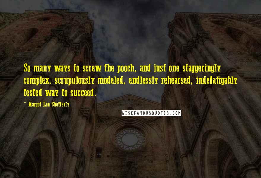 Margot Lee Shetterly quotes: So many ways to screw the pooch, and just one staggeringly complex, scrupulously modeled, endlessly rehearsed, indefatigably tested way to succeed.