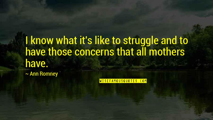 Maria Braun Quotes By Ann Romney: I know what it's like to struggle and