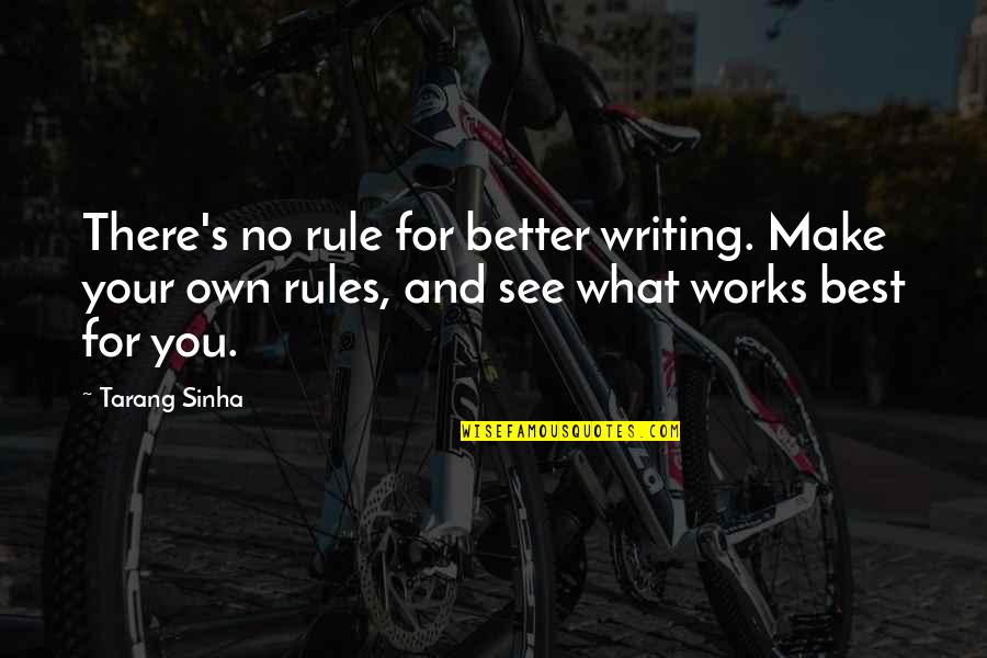 Maria Merian Quotes By Tarang Sinha: There's no rule for better writing. Make your