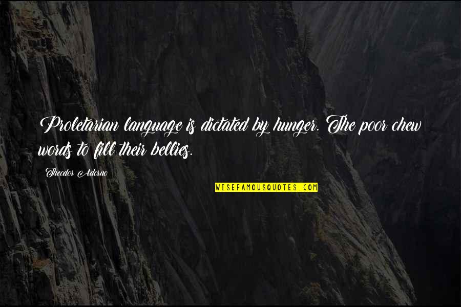 Mariame Djafoule Quotes By Theodor Adorno: Proletarian language is dictated by hunger. The poor