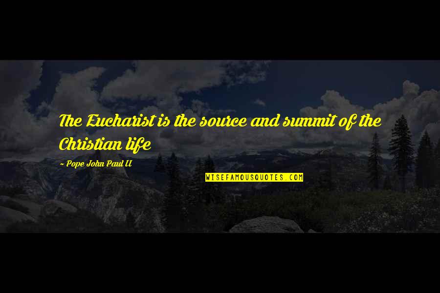 Mariam's Miscarriage Quotes By Pope John Paul II: The Eucharist is the source and summit of Mariam's Miscarriage Quotes By Pope John Paul II: The Eucharist is the source and summit of