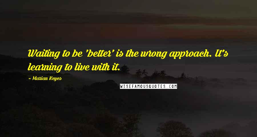 Marian Keyes quotes: Waiting to be 'better' is the wrong approach. It's learning to live with it.