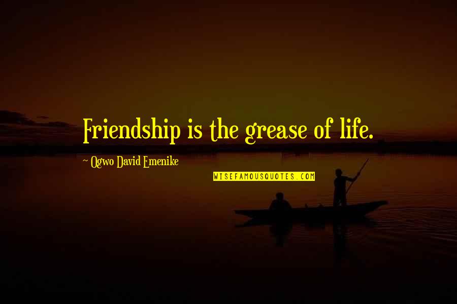 Marian Mcpartland Quotes By Ogwo David Emenike: Friendship is the grease of life.