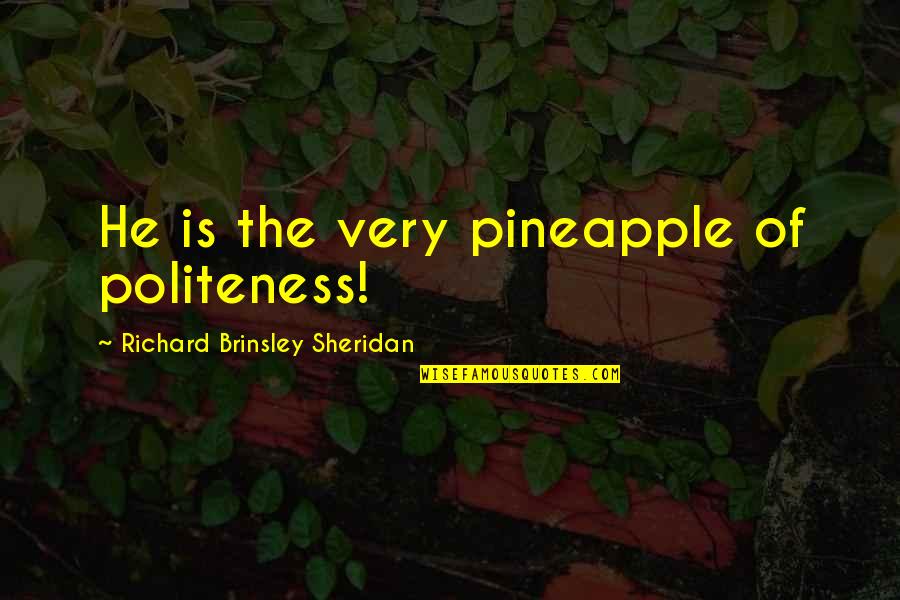 Mariangela Fantozzi Quotes By Richard Brinsley Sheridan: He is the very pineapple of politeness!