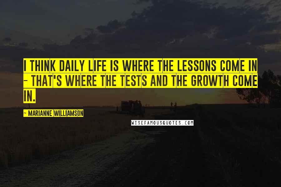 Marianne Williamson quotes: I think daily life is where the lessons come in - that's where the tests and the growth come in.