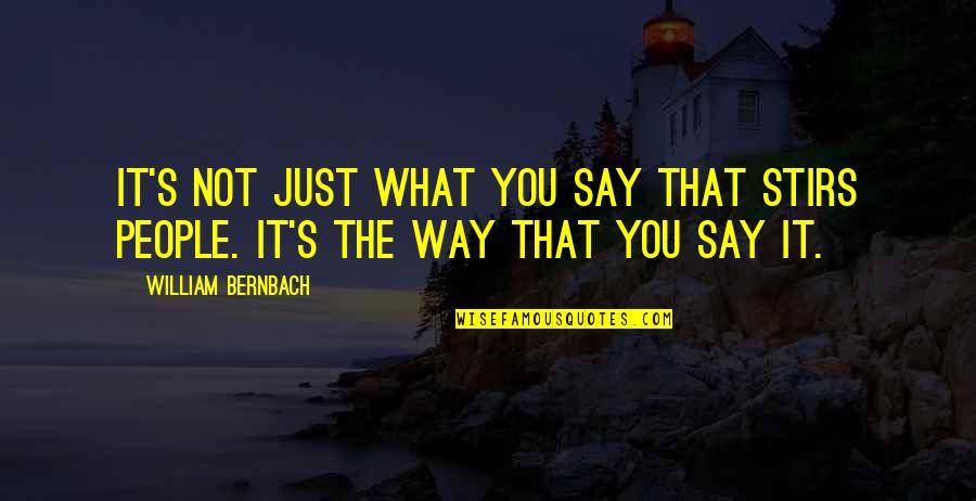 Mariannes Ice Quotes By William Bernbach: It's not just what you say that stirs Mariannes Ice Quotes By William Bernbach: It's not just what you say that stirs