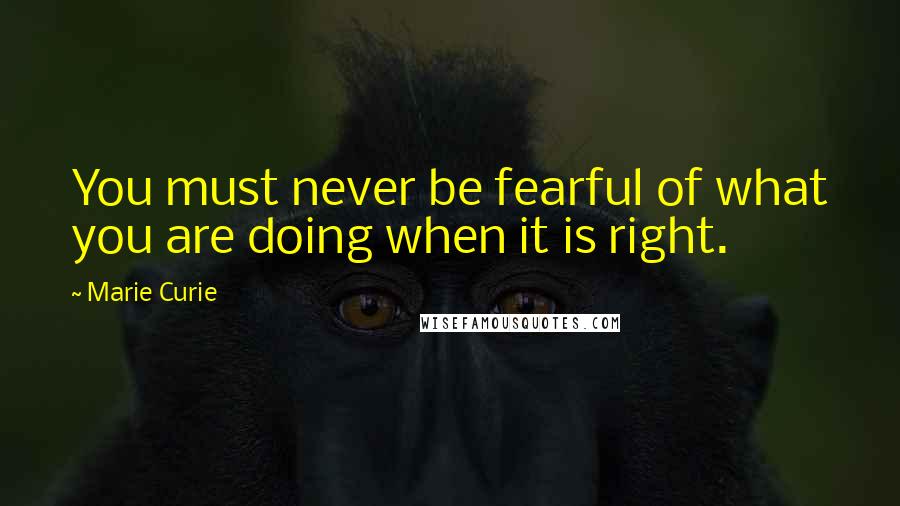 Marie Curie quotes: You must never be fearful of what you are doing when it is right.