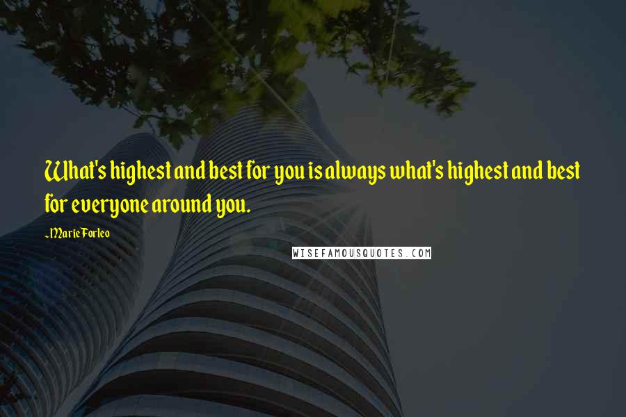 Marie Forleo quotes: What's highest and best for you is always what's highest and best for everyone around you.