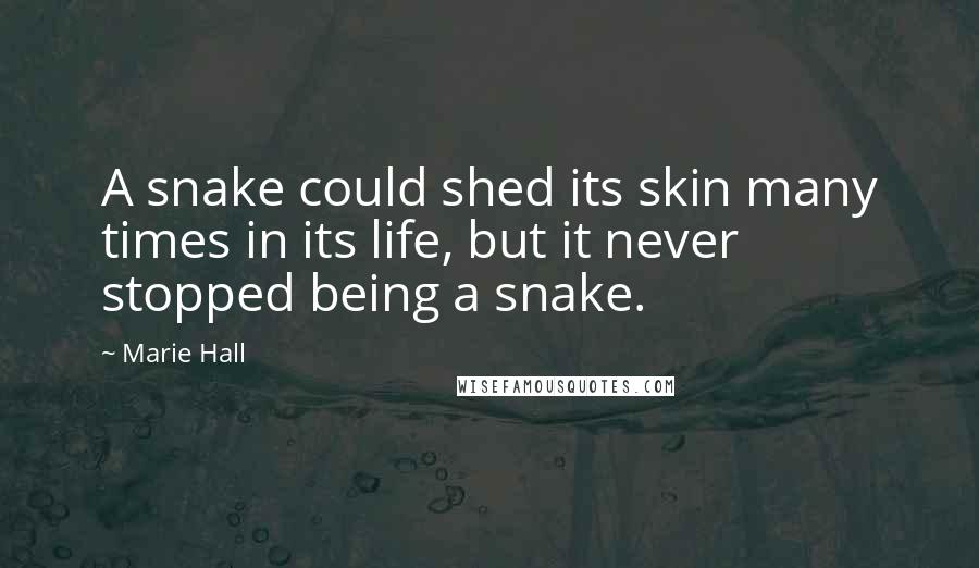 Marie Hall quotes: A snake could shed its skin many times in its life, but it never stopped being a snake.