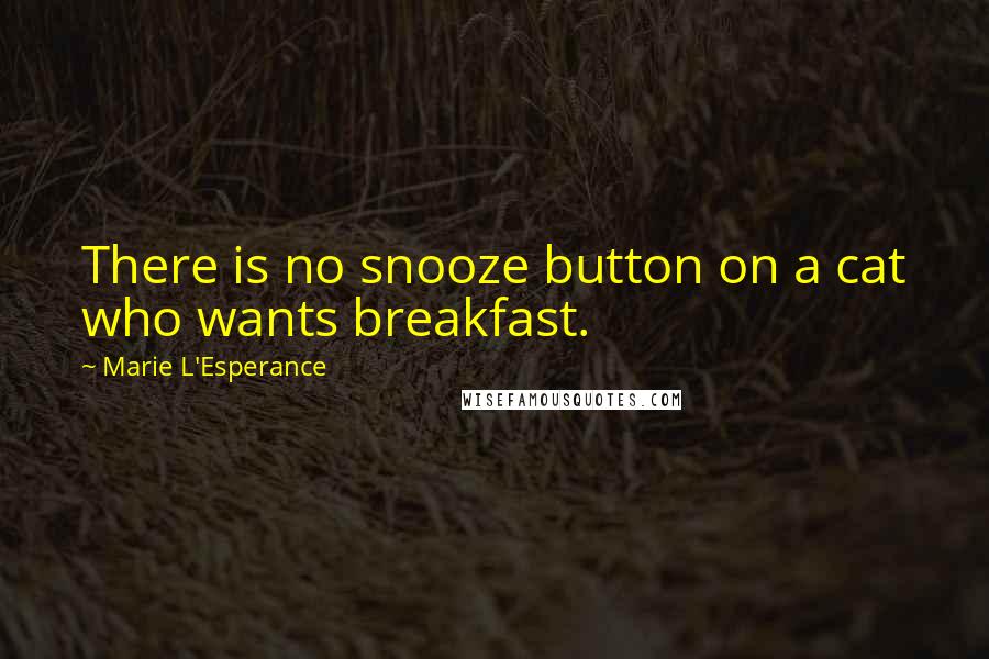 Marie L'Esperance quotes: There is no snooze button on a cat who wants breakfast.