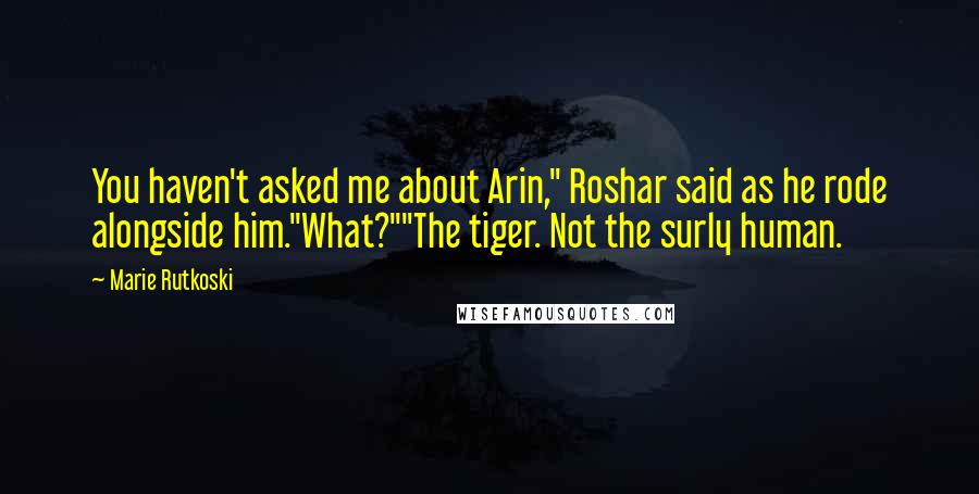 Marie Rutkoski quotes: You haven't asked me about Arin," Roshar said as he rode alongside him."What?""The tiger. Not the surly human. Marie Rutkoski quotes: You haven't asked me about Arin," Roshar said as he rode alongside him."What?""The tiger. Not the surly human.