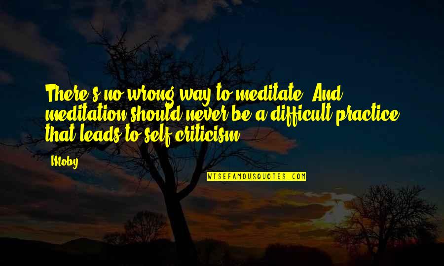 Marigrace Butela Quotes By Moby: There's no wrong way to meditate. And meditation Marigrace Butela Quotes By Moby: There's no wrong way to meditate. And meditation