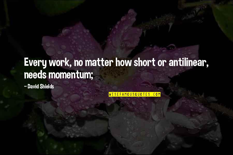 Marijoy And Jacqueline Quotes By David Shields: Every work, no matter how short or antilinear,