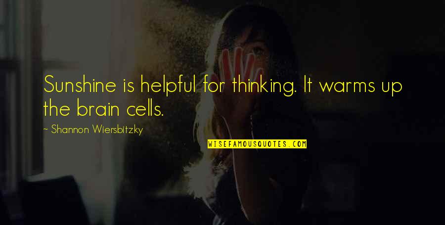 Marilari Quotes By Shannon Wiersbitzky: Sunshine is helpful for thinking. It warms up Marilari Quotes By Shannon Wiersbitzky: Sunshine is helpful for thinking. It warms up