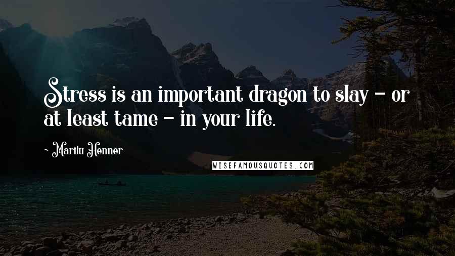 Marilu Henner quotes: Stress is an important dragon to slay - or at least tame - in your life.
