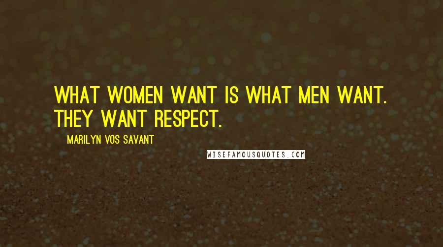 Marilyn Vos Savant quotes: What women want is what men want. They want respect.