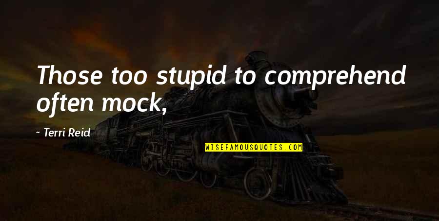 Marilys Llano Quotes By Terri Reid: Those too stupid to comprehend often mock, Marilys Llano Quotes By Terri Reid: Those too stupid to comprehend often mock,
